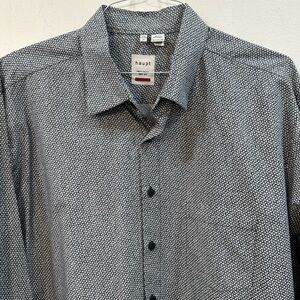 Haupt modern fit 2XL long sleeve button down black and white with leaf pattern